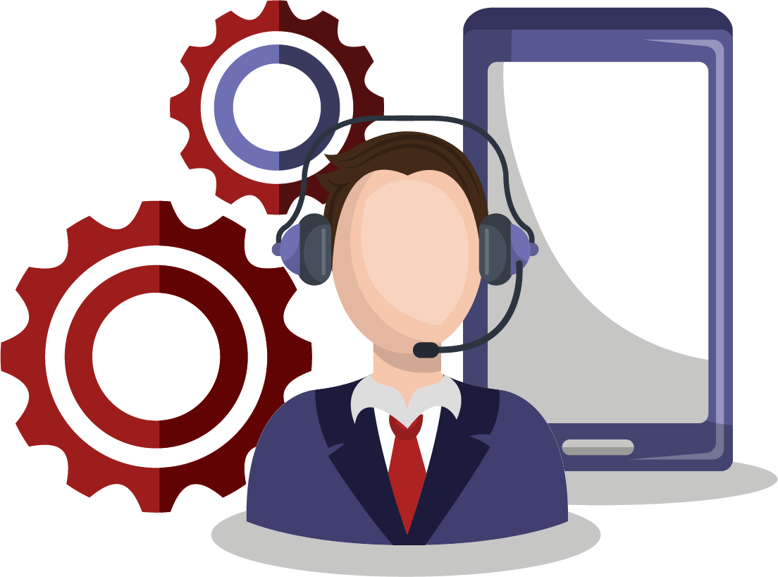 Illustration of a woman holding a laptop pointing at a pie chart with people icons around it, representing management and leadership skills