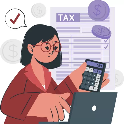 Illustration of a man in red shirt standing behind a pie chart with small human icons on it, symbolizing management and leadership