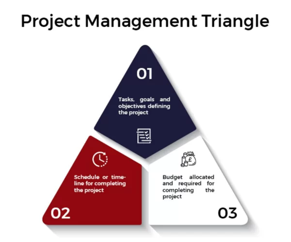Illustration of a man in red shirt standing behind a pie chart with small human icons on it, symbolizing management and leadership